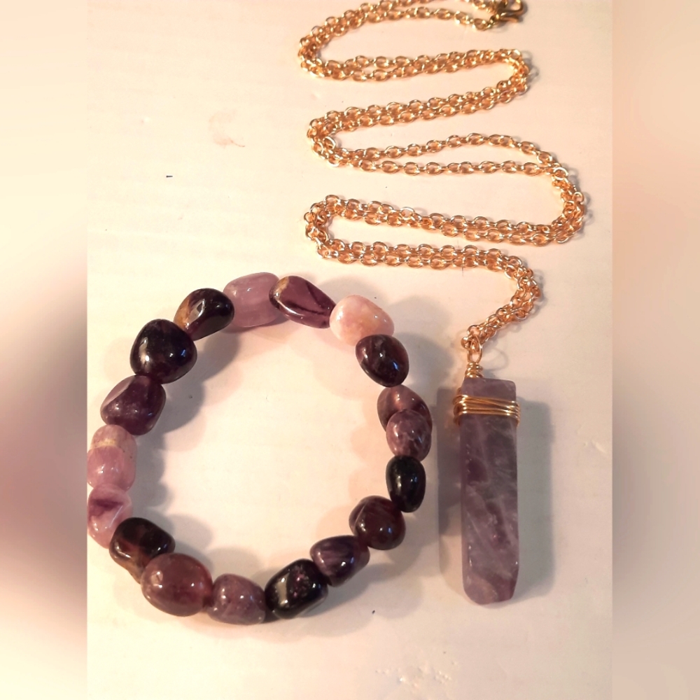 Amethyst Bracelet and Necklace Set